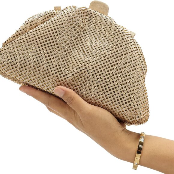 Rhinestone Purse Satin Crystal Clutch Handbag Evening Party Gift - Picture 6 of 8